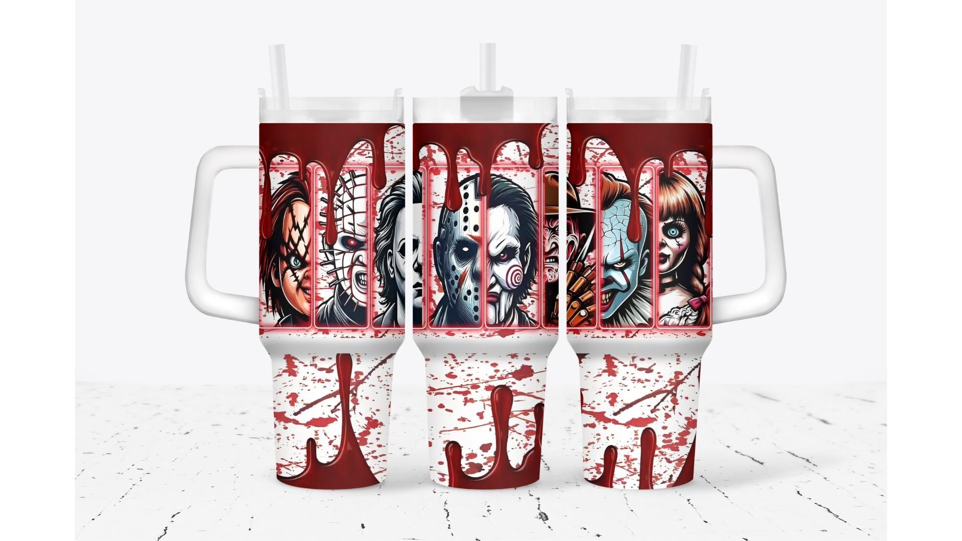 Horror Movie Tumbler: Handmade Sublimated Stainless Steel