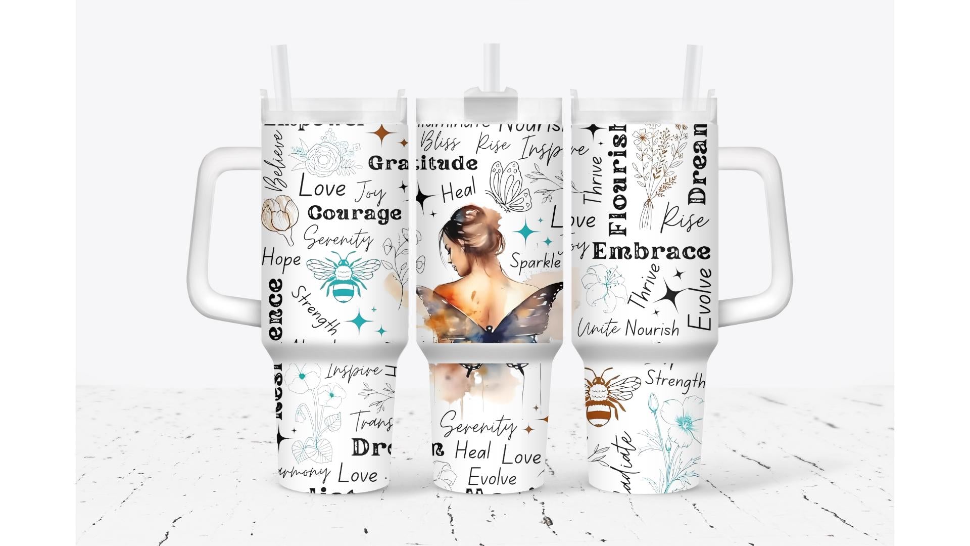 Serenity Tumbler: Handmade Sublimation Stainless Steel Travel Mug