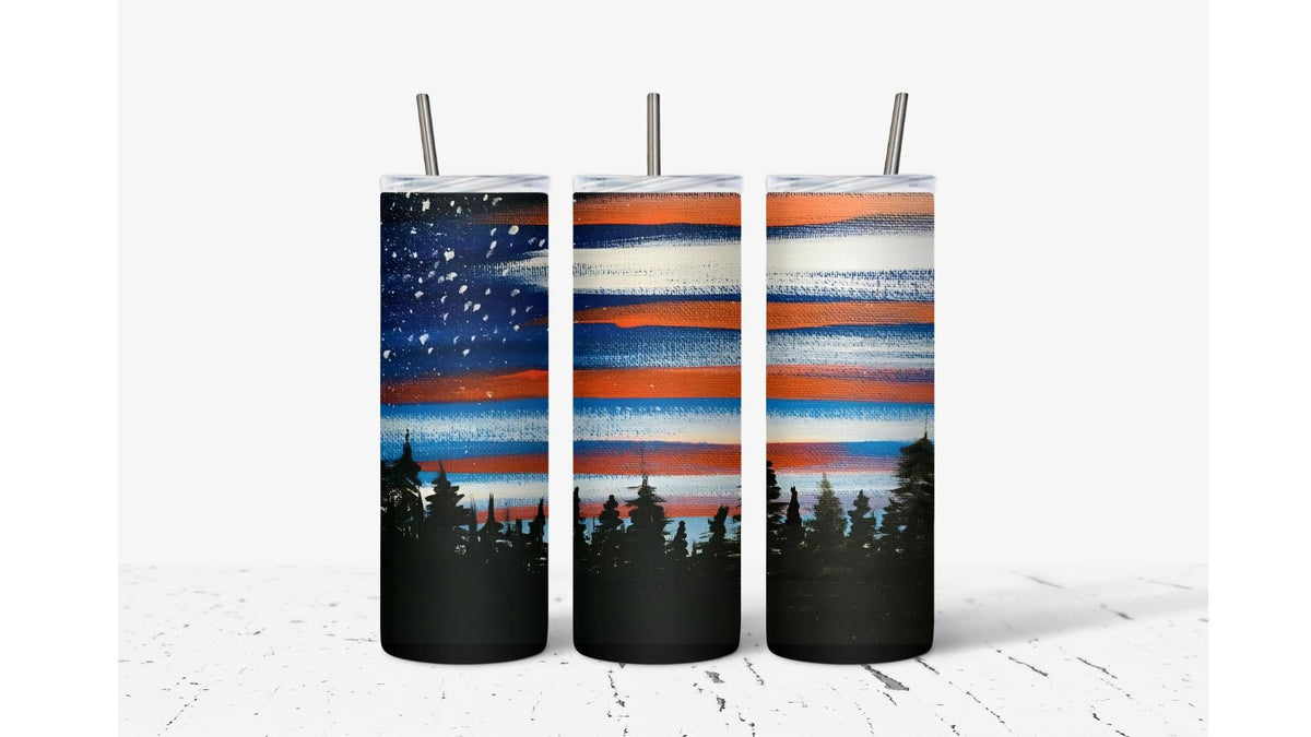 Painted American Flag Tumbler