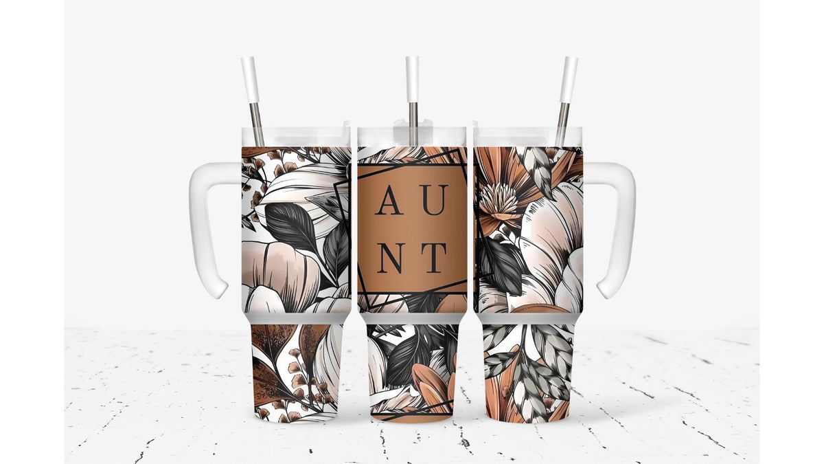 Aunt Tumbler, Floral Stainless Steel Insulated Cup
