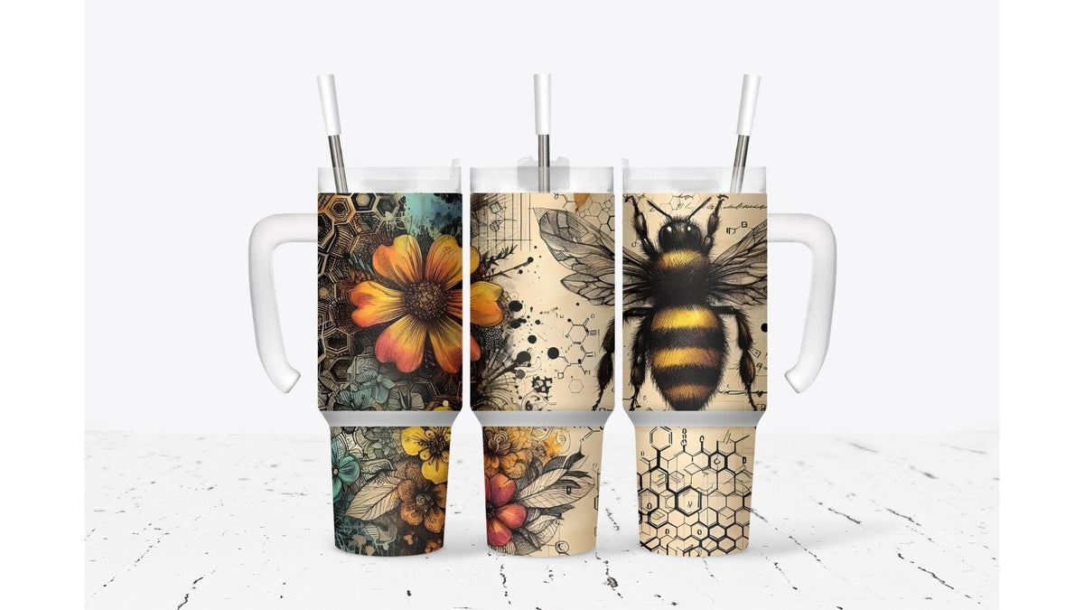 Bee With Flowers Tumbler