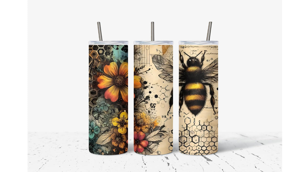 Bee With Flowers Tumbler