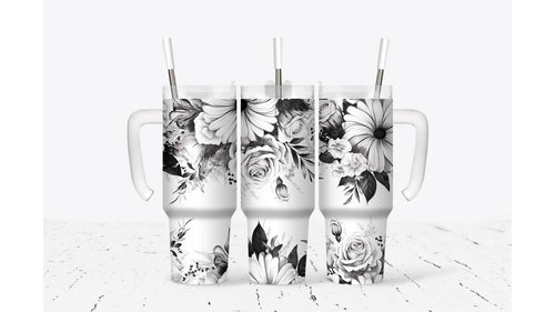 Black And White Flowers Tumbler