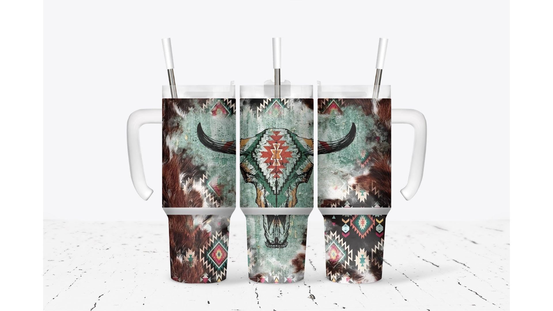 Aztec Western Skull Tumbler