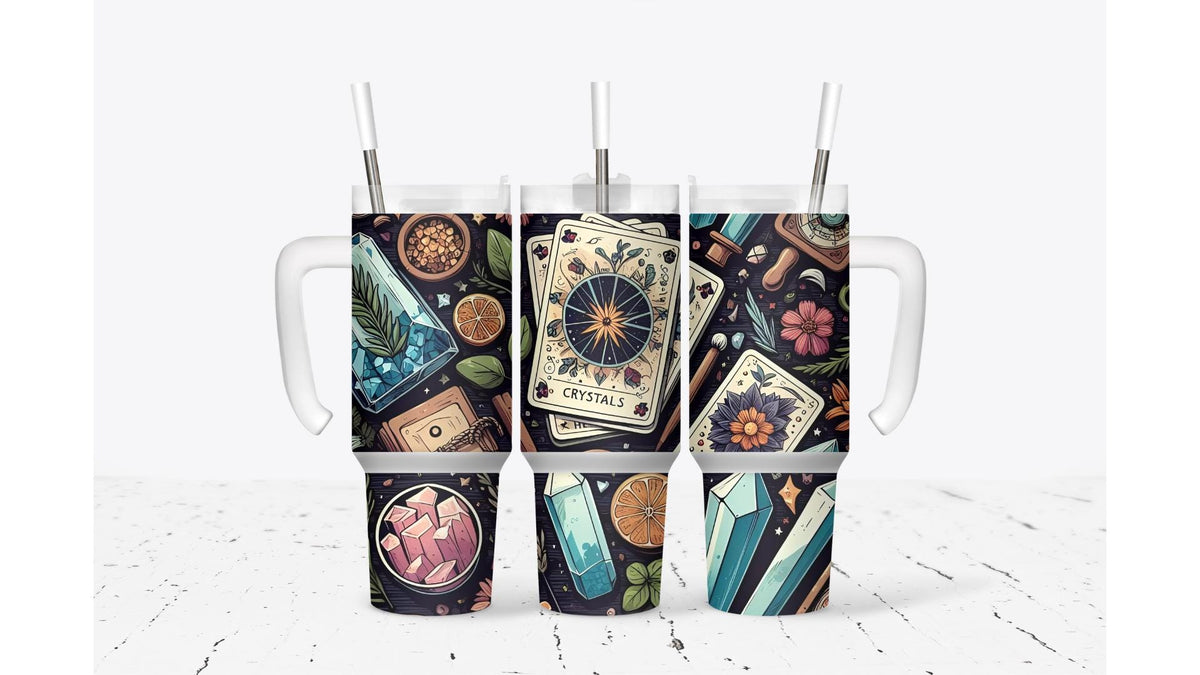 Crystal Tarot Tumbler, Stainless Steel Sublimation Cup