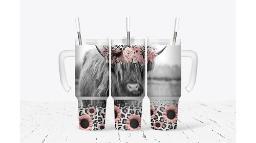 Black and White Highland Cow Tumbler