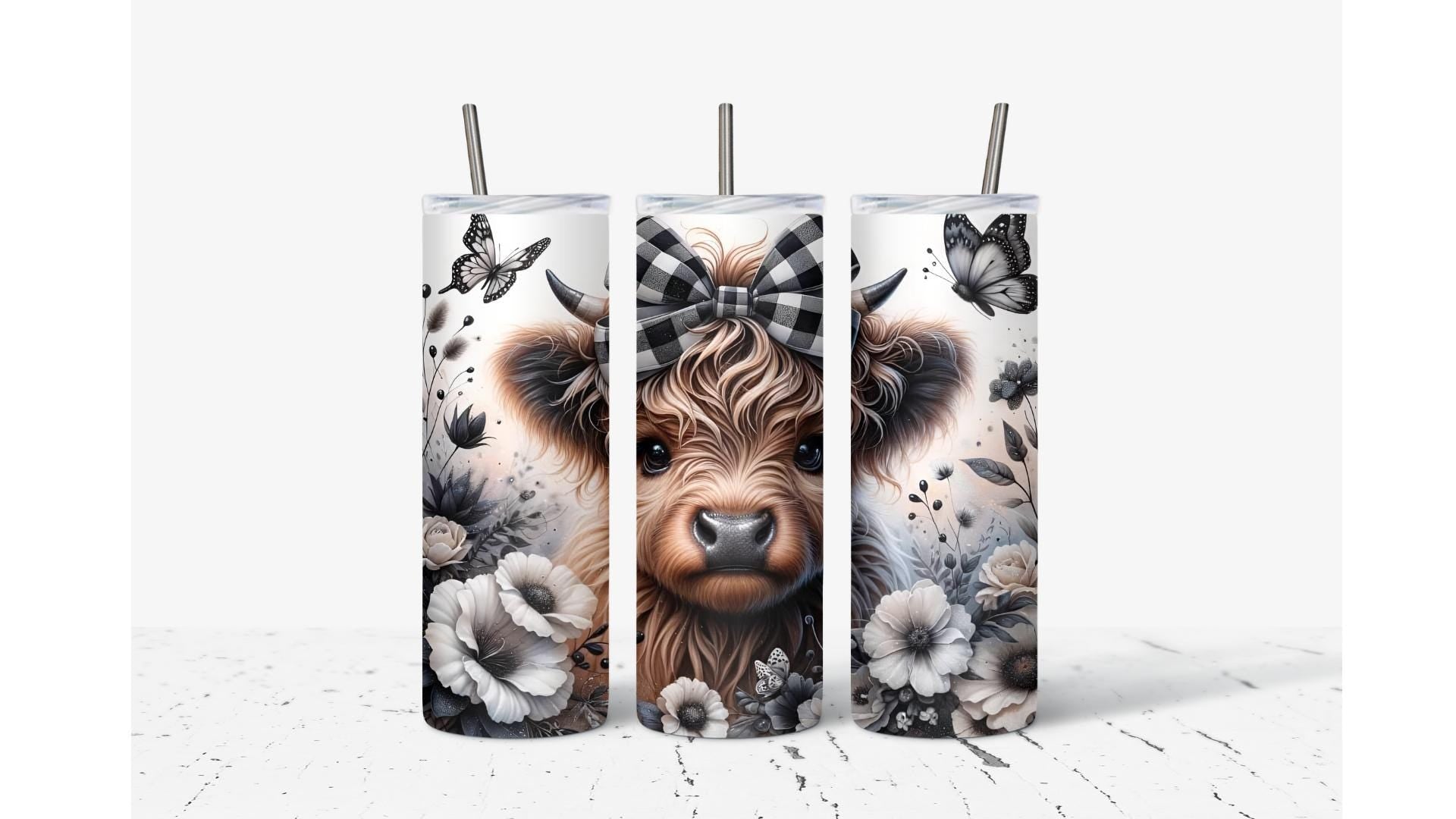 Baby Highland Cow With Bow Tumbler