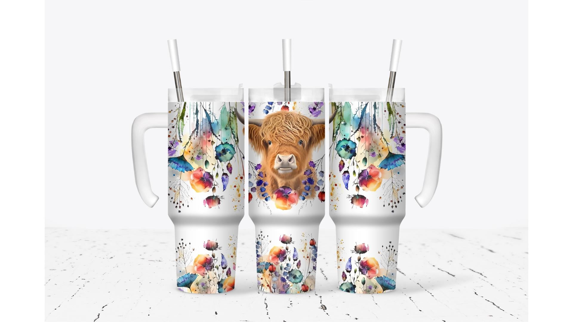 Highland Cow with Dream Catcher Tumbler