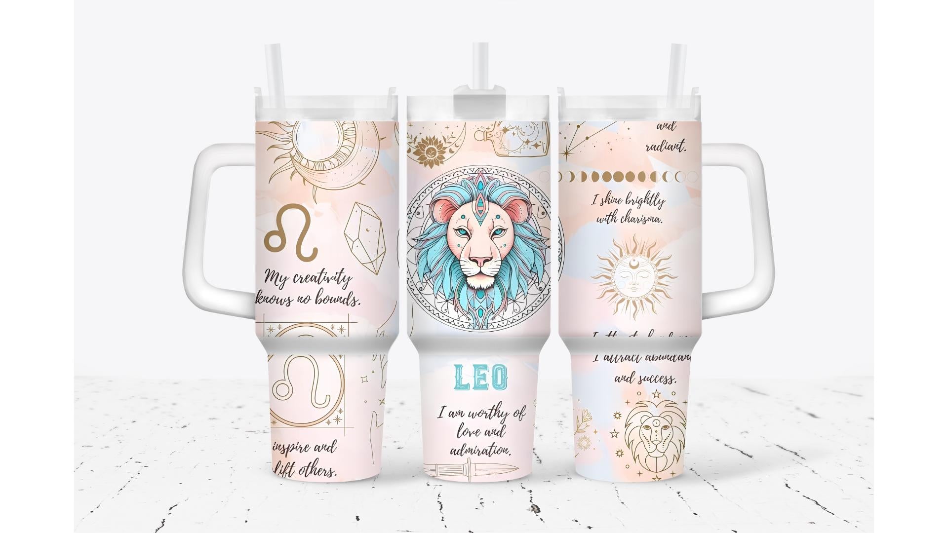 Leo Pink Zodiac Tumbler