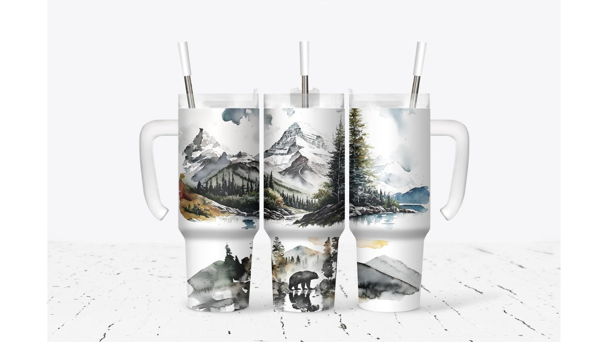 Mountain Scenery with Bear Tumbler