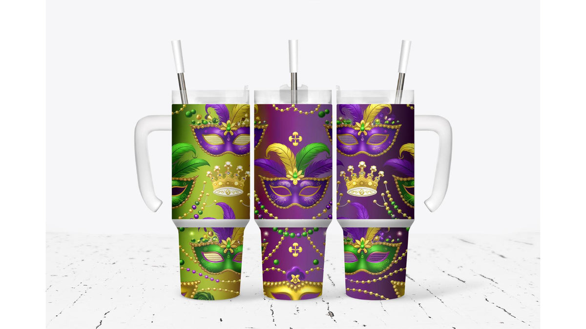 Mardi Gras Mask Tumbler