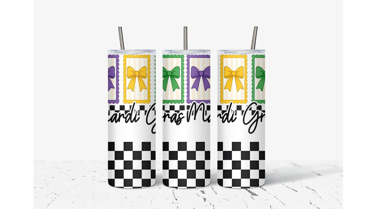 Mardi Gras Checkered Tumbler