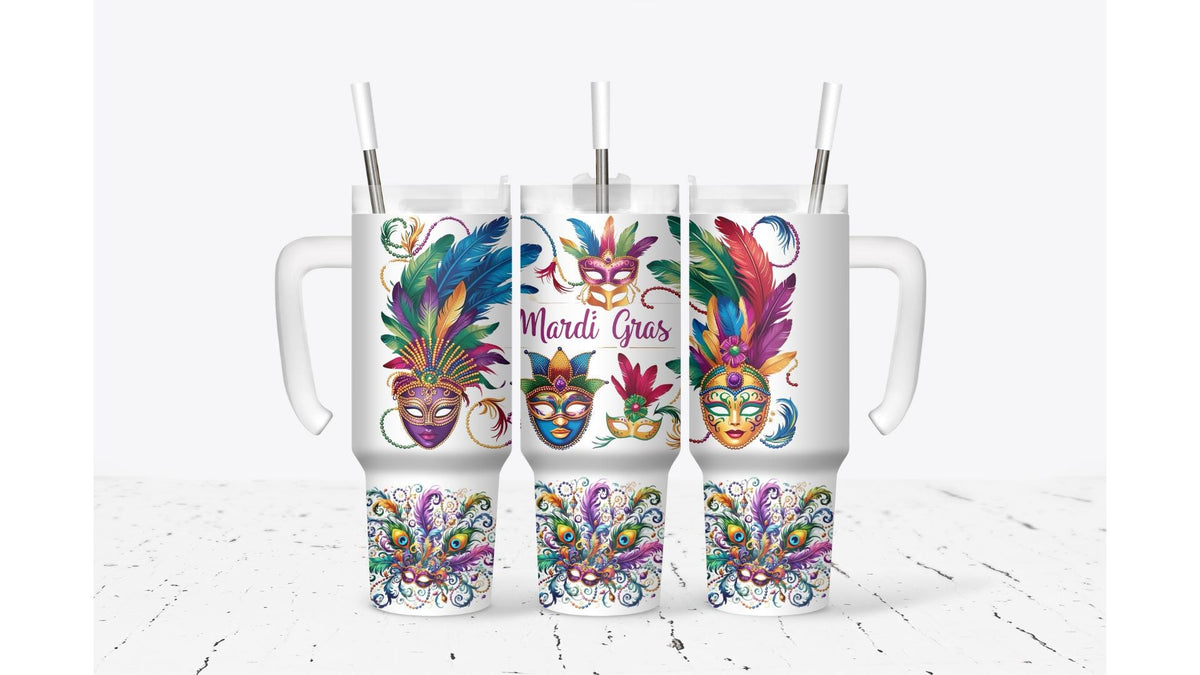 Mardi Gras Feather Mask Tumbler