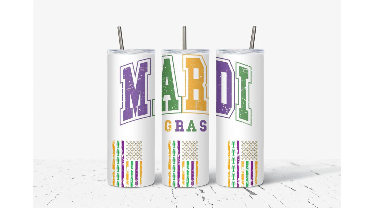 Mardi Gras Retro Flags Tumbler