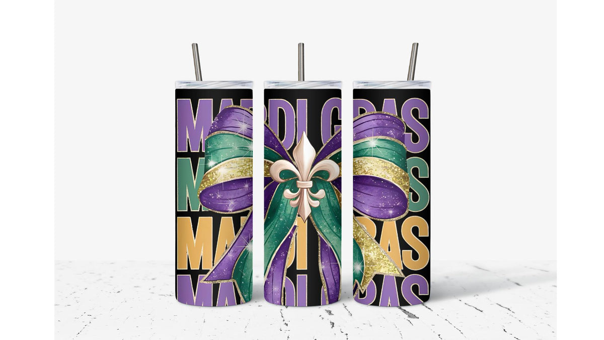Mardi Gras Pastel Ribbon Tumbler