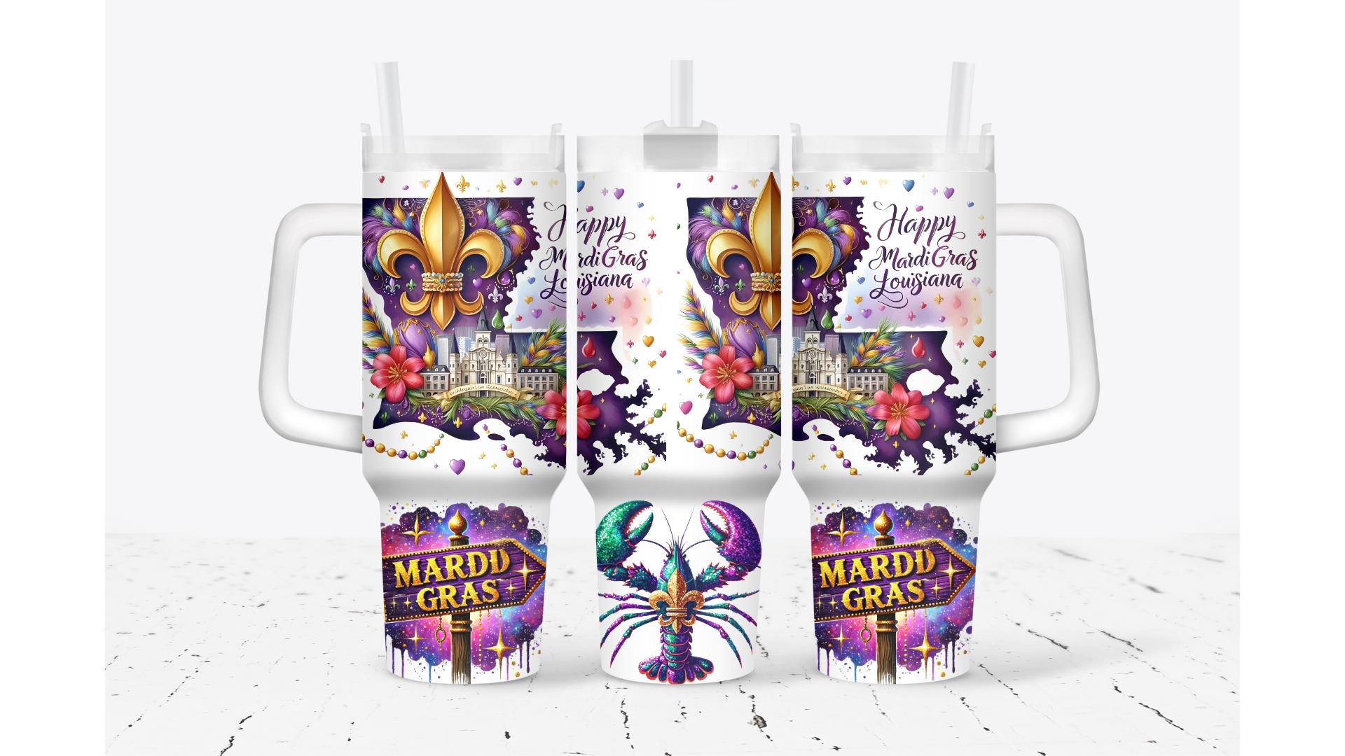 Mardi Gras Sign King Crab Tumbler