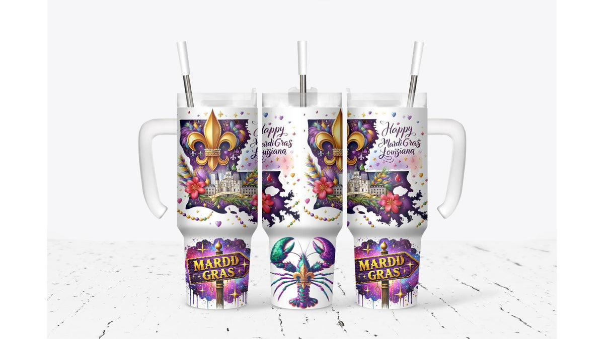 Mardi Gras Sign King Crab Tumbler