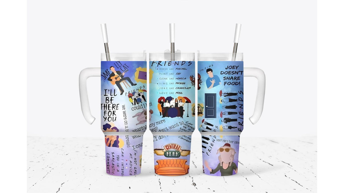 Friends Collage Purple/Blue Tumbler