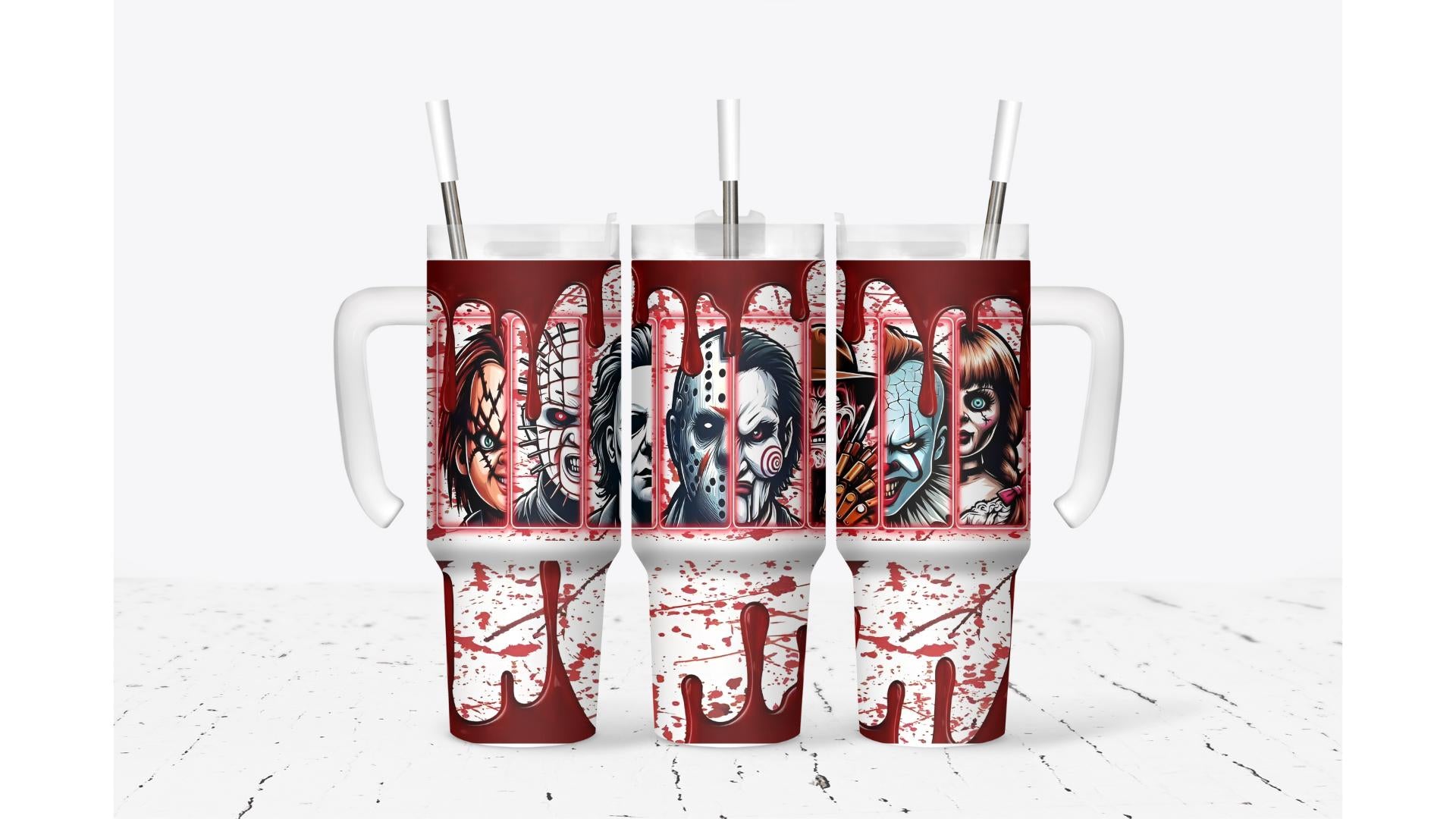 Horror Movie Tumbler: Handmade Sublimated Stainless Steel
