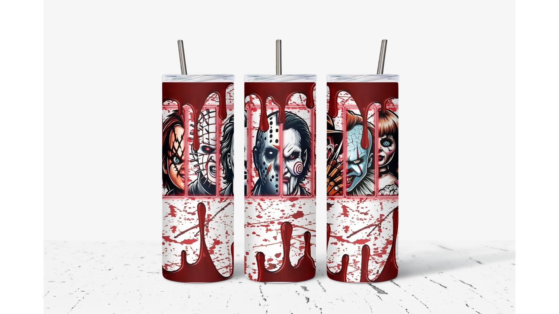 Horror Movie Tumbler: Handmade Sublimated Stainless Steel