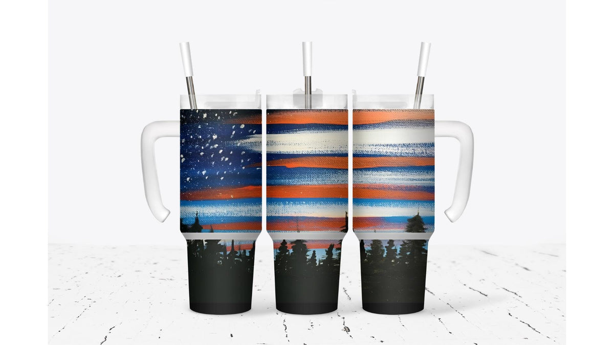 Painted American Flag Tumbler