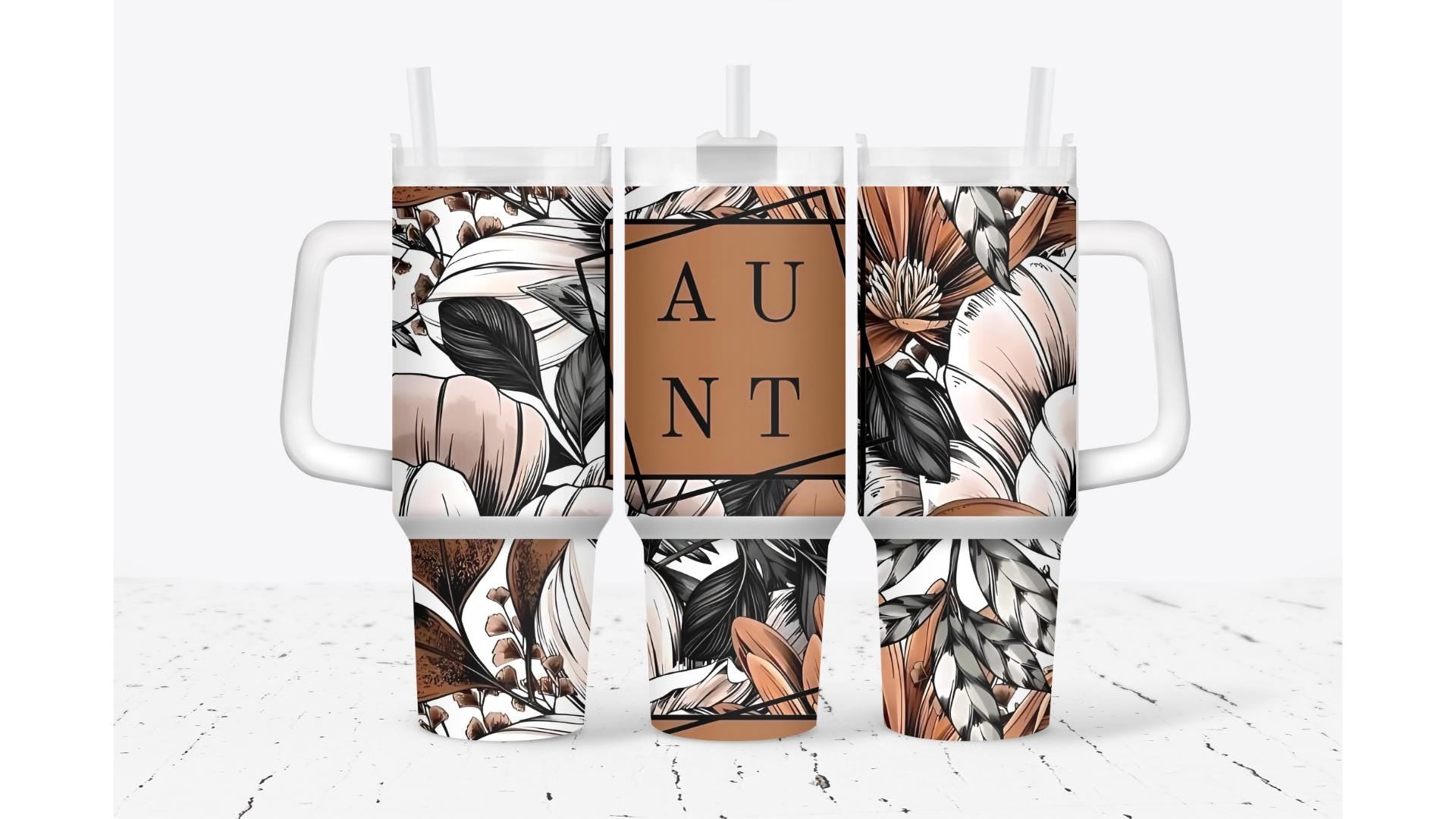 Aunt Tumbler, Floral Stainless Steel Insulated Cup