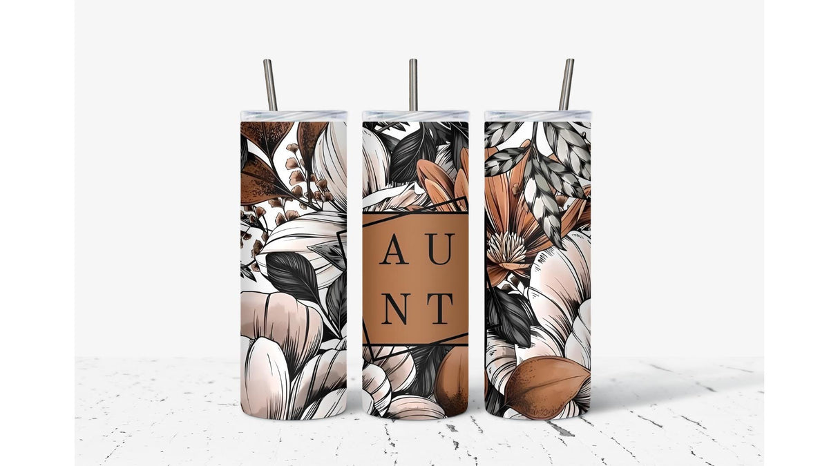 Aunt Tumbler, Floral Stainless Steel Insulated Cup