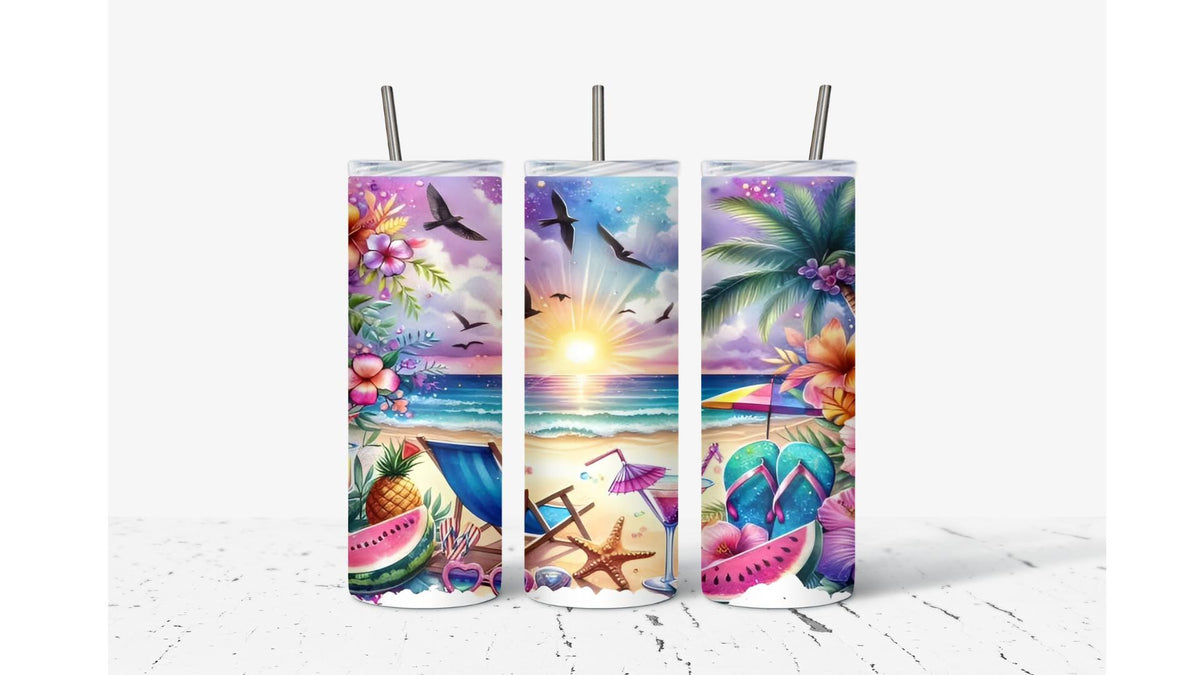 Tropical Beach Vacation Tumbler
