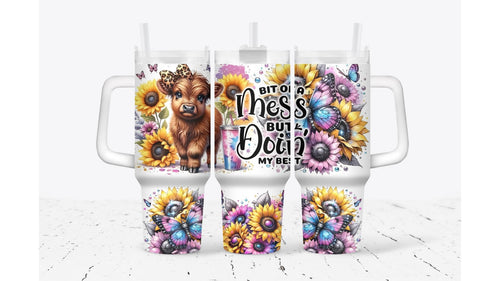 A Bit Of a Mess Highland Cow Tumbler