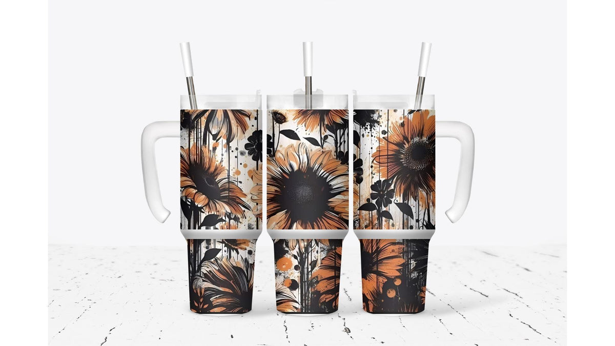 Handmade Sunflower Sublimation Tumbler
