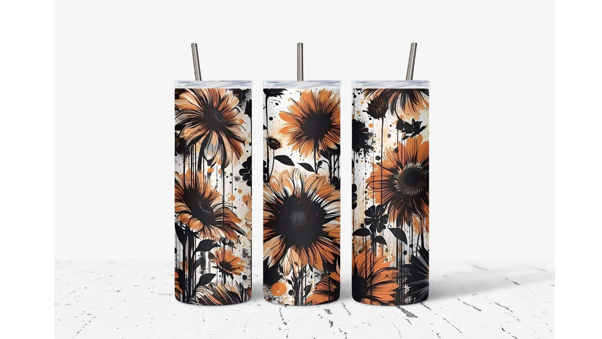 Handmade Sunflower Sublimation Tumbler