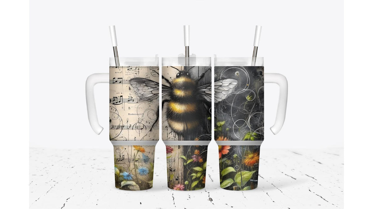 Bumblebee Sublimation Tumbler, Handmade Stainless Steel Travel Mug