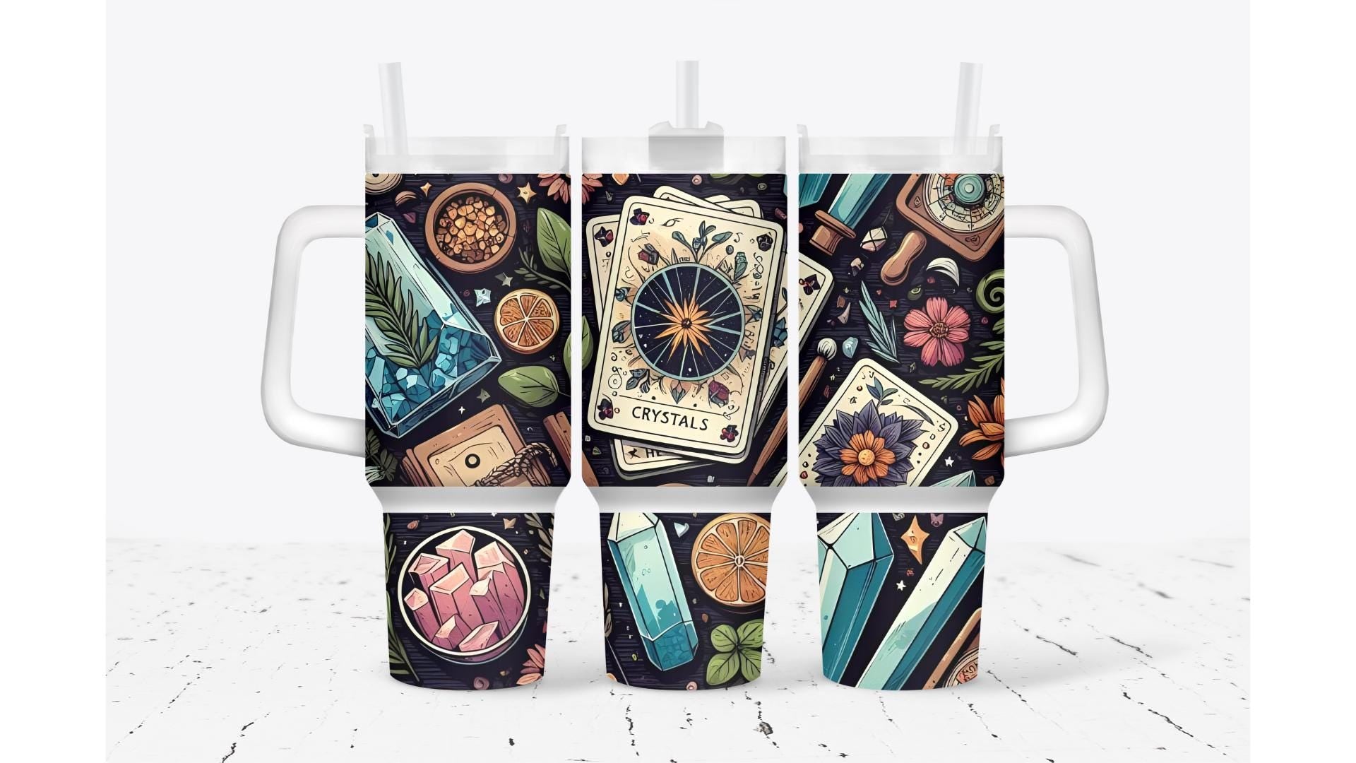 Crystal Tarot Tumbler, Stainless Steel Sublimation Cup