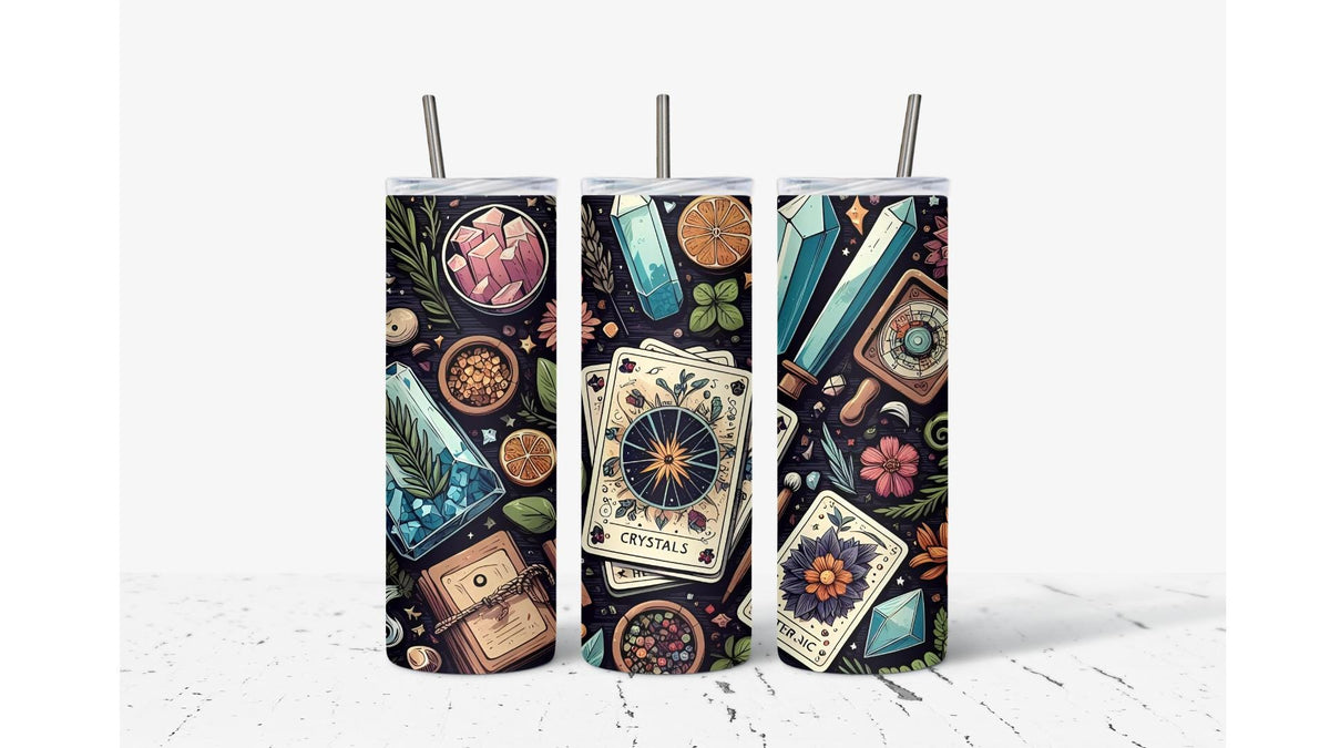 Crystal Tarot Tumbler, Stainless Steel Sublimation Cup