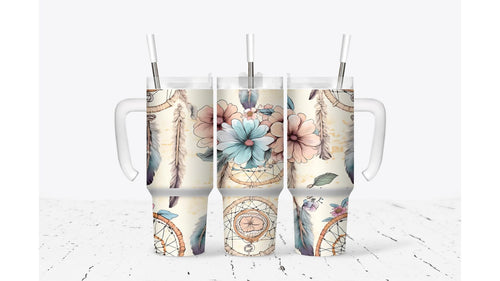 Boho Dream Catcher with Flowers Tumblers