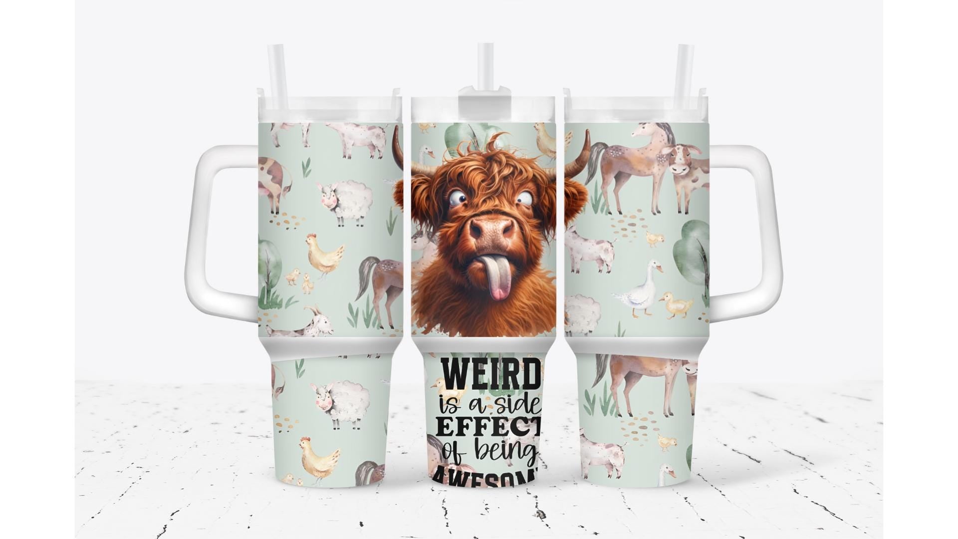 Funny Highland Cow Tumbler, Farm Animal Travel Mug