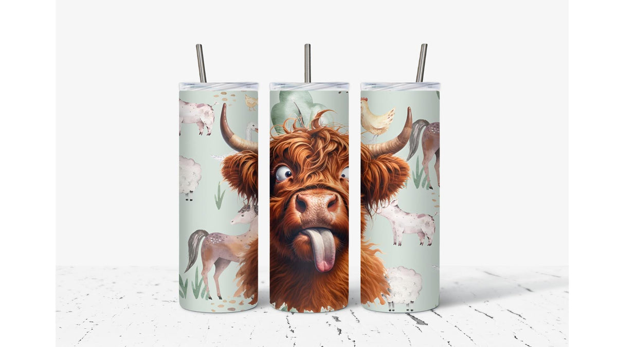 Funny Highland Cow Tumbler, Farm Animal Travel Mug