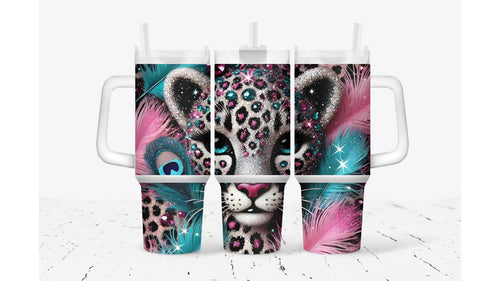 Baby Cheetah Pink and Blue Tumbler