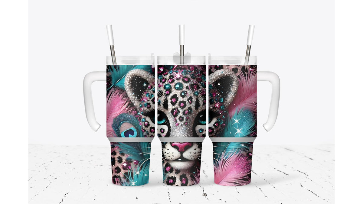Baby Cheetah Pink and Blue Tumbler