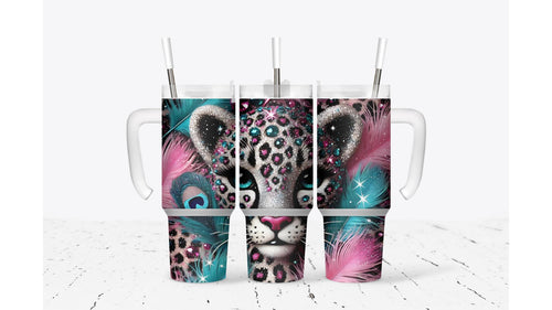 Baby Cheetah Pink and Blue Tumbler