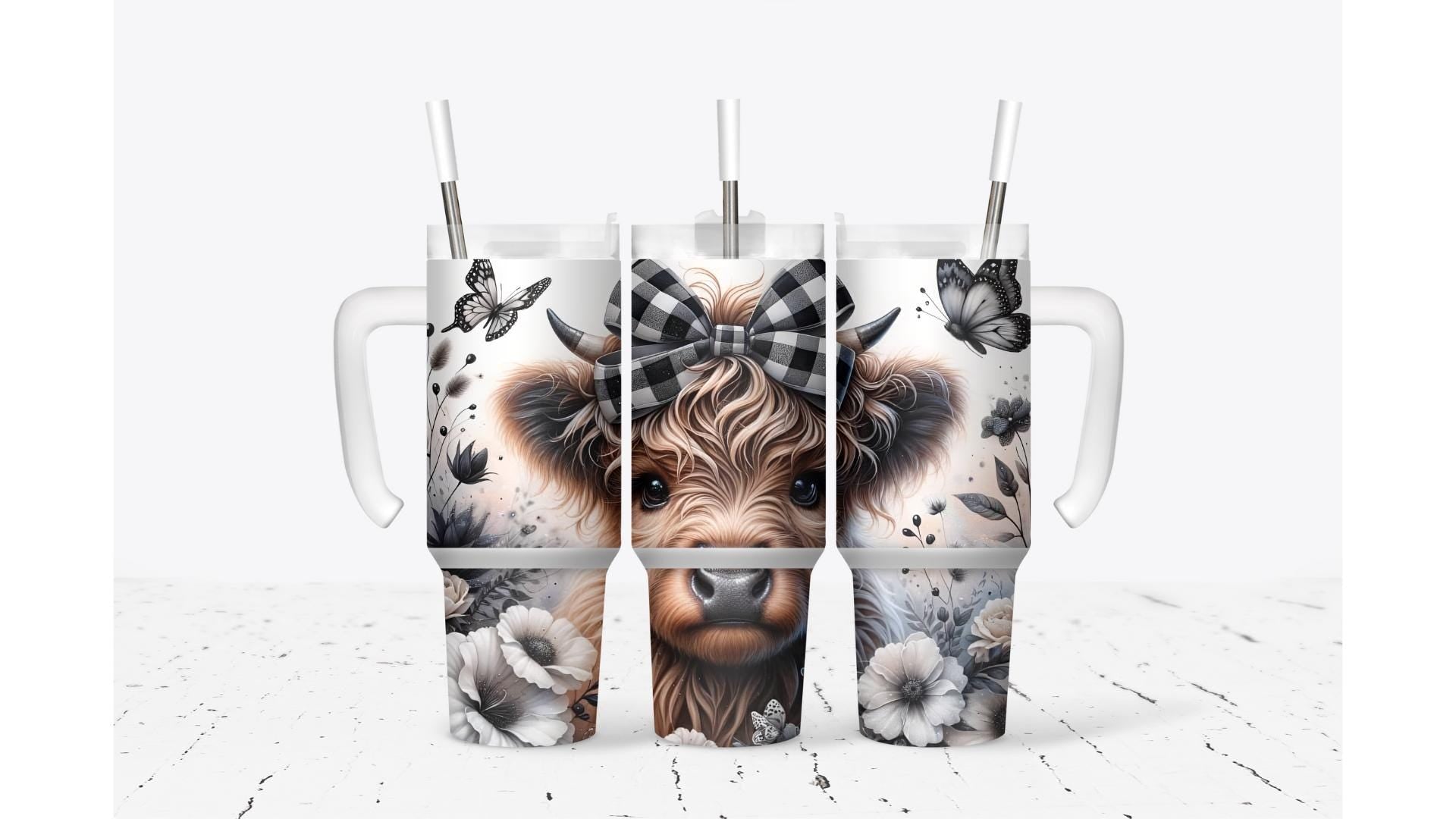Baby Highland Cow With Bow Tumbler