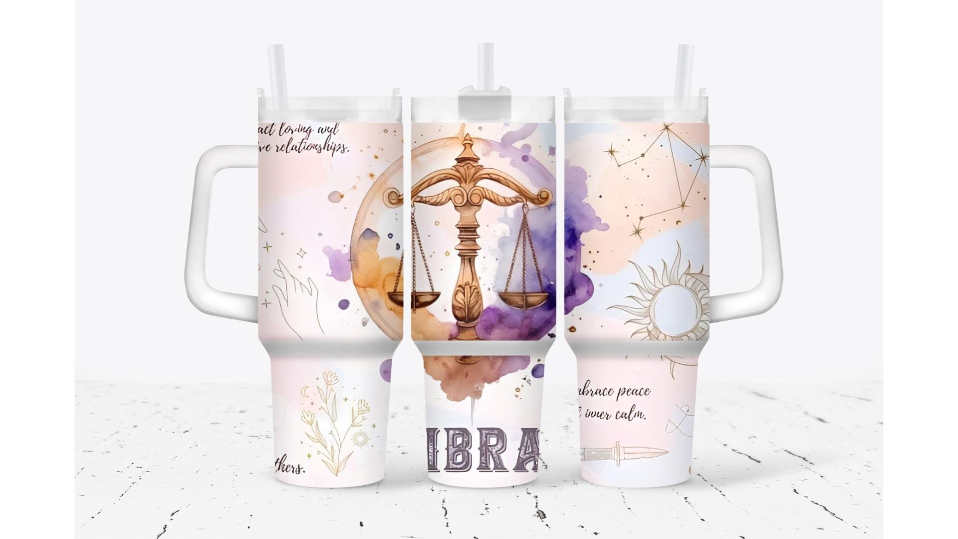 Libra Pink Zodiac Tumbler