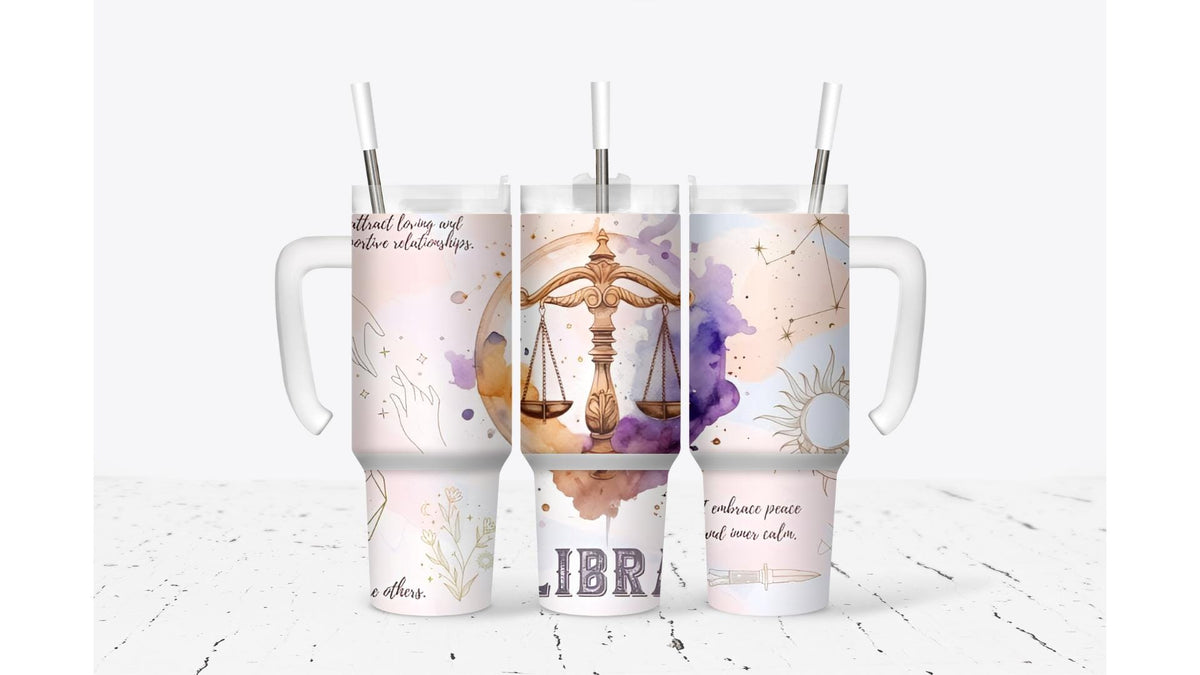 Libra Pink Zodiac Tumbler