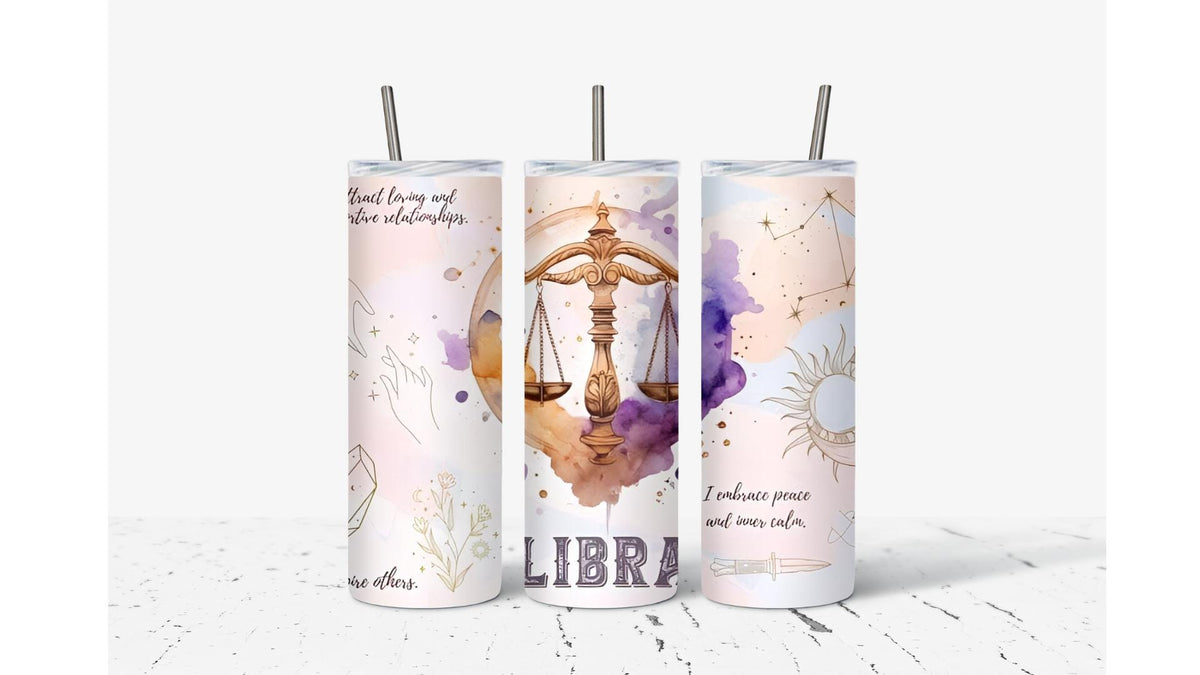 Libra Pink Zodiac Tumbler