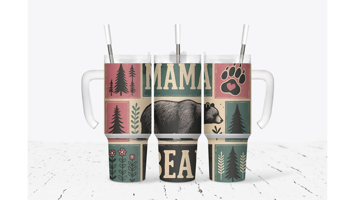 Mama Bear Patchwork Tumbler