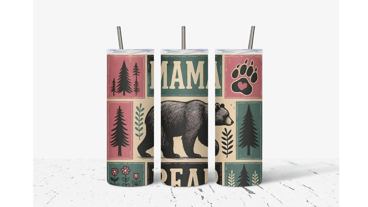 Mama Bear Patchwork Tumbler