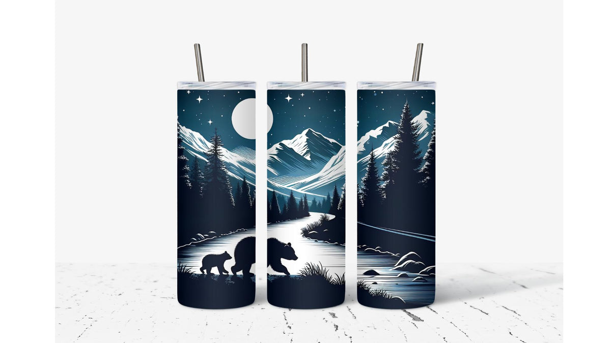Mama Bear with Cub Mountain Range Tumbler