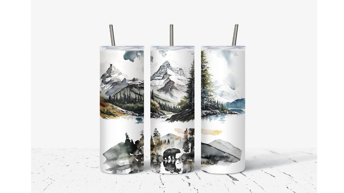 Mountain Scenery with Bear Tumbler