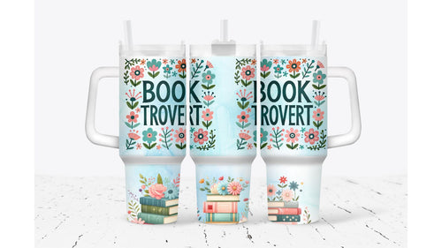 Booktrovert Tumbler, Floral Insulated Stainless Steel Cup