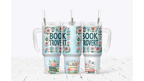 Booktrovert Tumbler, Floral Insulated Stainless Steel Cup